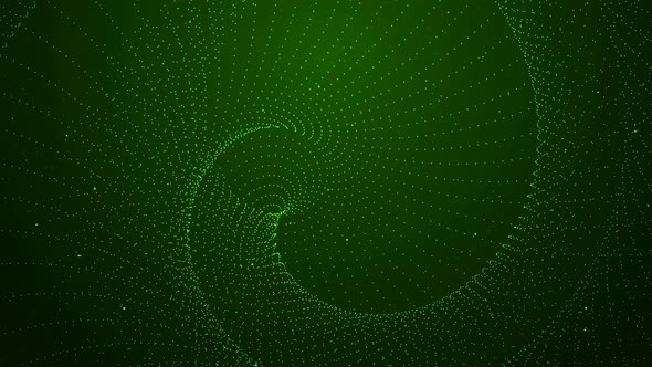 Green Color Technology Digital Particle Rotated Animated Background