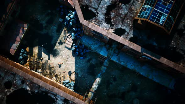 Aerial View of Abandoned Old Factory alt