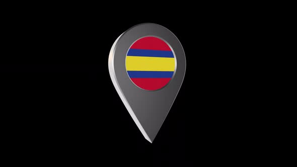 3d Animation Map Navigation Pointer With Flag Of Loja (Ecuador) With Alpha Channel - 2K