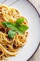 Closeup of italian spaghetti bolognese with basil - PhotoDune Item for Sale