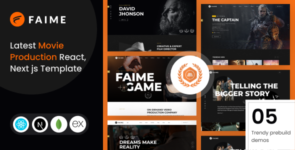 Faime – Movie and Film Production React, Next js Template