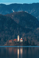 Lake Bled in cold february morning with famous landmark, the Assumption of Maria Church - PhotoDune Item for Sale