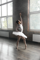 Beautiful female ballerina wearing tutu dress and pointe shoes indoors - PhotoDune Item for Sale