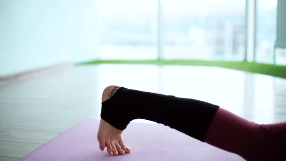 Young Woman Exercising One Legged King Pigeon Pose Eka Pada Rajakapotasanain