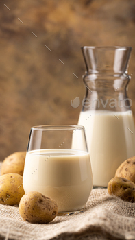 Potato milk alternative non dairy drink in glass