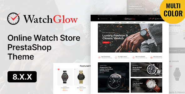 Watch Glow - Watch Store and Accessories PrestaShop 8 Theme