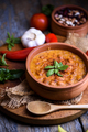 Traditional baked beans in tomato sauce cooked in retro clay pot  - PhotoDune Item for Sale