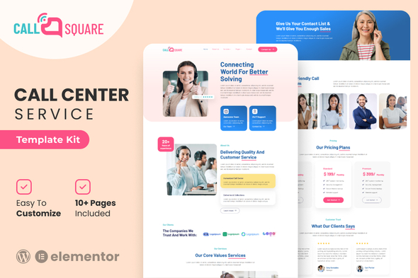 Call Square - Call Center & Support Company Elementor Template Kit