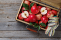 Wooden box with fresh red apples - PhotoDune Item for Sale