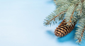 Christmas fir tree branch over blue - PhotoDune Item for Sale
