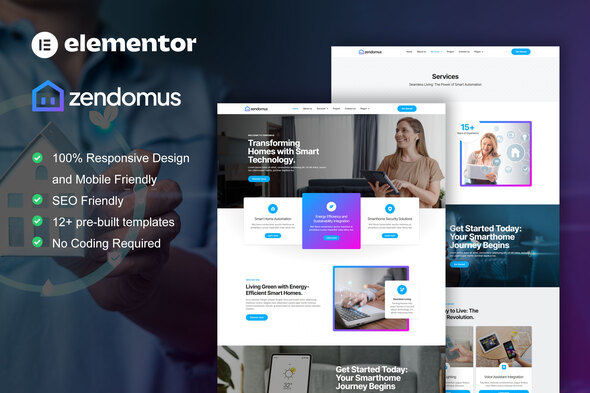 Zendomus - Smart Home & Technology Services Elementor Pro Template Kit