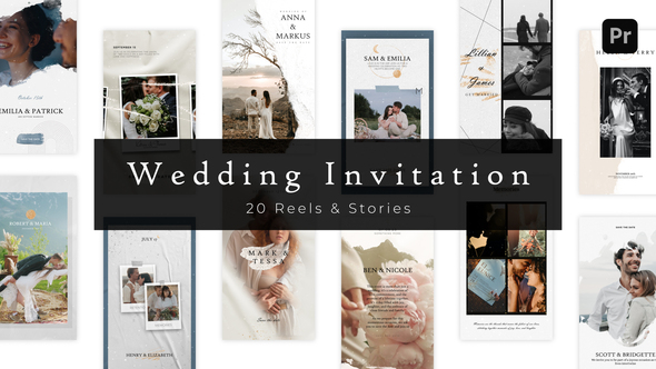 20 Elegant Wedding Invitation Reels and Stories | Premiere Pro
