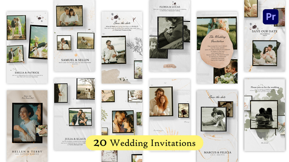 20 Glamorous Wedding Invitation Reels and Stories | Premiere Pro