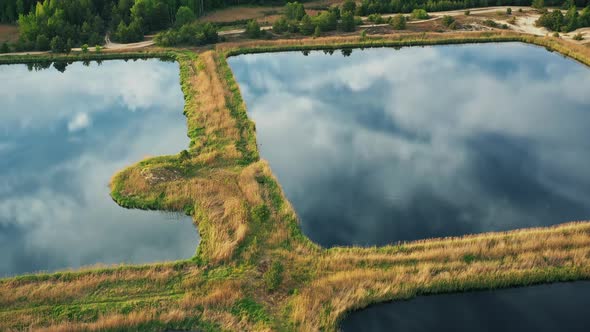 Aerial View Retention Basins Wet Pond Wet Detention Basin Or Stormwater Management Pond Is An