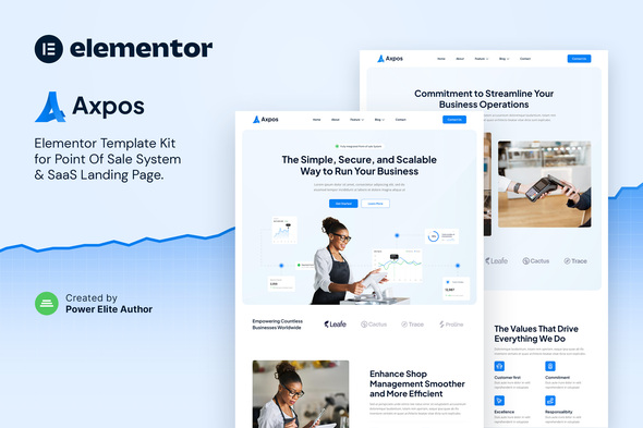Axpos – Point Of Sale Software & SaaS Landing Page Elementor Template Kit