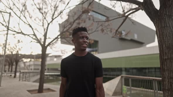 Cool Black African American Man in a Downtown City Center