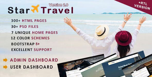 Star Travel – Travel, Tour, Hotel Booking & Admin Dashboard HTML5 Template