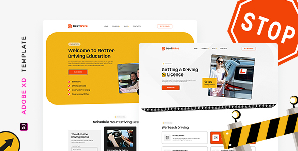 BestDrive – Driving School Template for Adobe XD