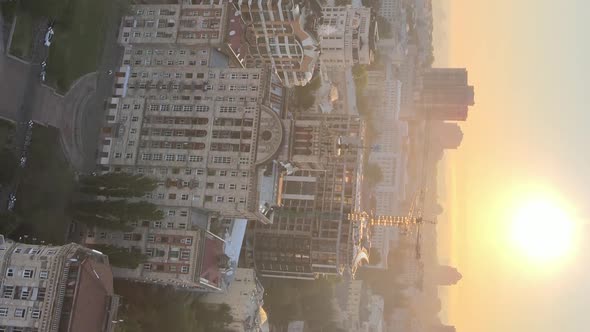 Vertical Video  Ukraine Kyiv in the Morning at Sunrise