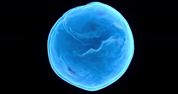 4K seamless loop of blue energy sphere on black background alt