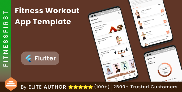 Home Workout Fitness Android App Template + iOS App Template | Flutter | FitnessFirst