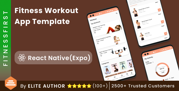 Home Workout Fitness Android App Template + iOS App Template | React Native | FitnessFirst