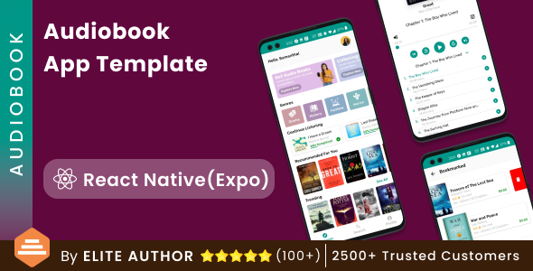 Audio Book Android App Template +Audio Book iOS App Template| Online Book | React Native | AudioBook