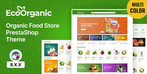 EcoOrganic - Organic Fruits and Vegetables Store PrestaShop 8 Theme