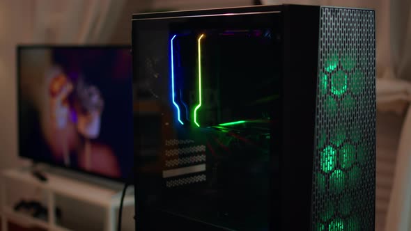 Powerful Gaming Unit with Colorful RGB Lights Prepared for Gaming Tournament