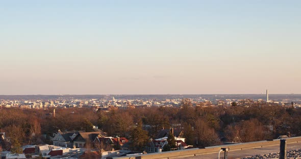 Downtown Washington, D.C. skyline - Washington Monument and U.S. Capitol Dome - Sunset - Time lapse