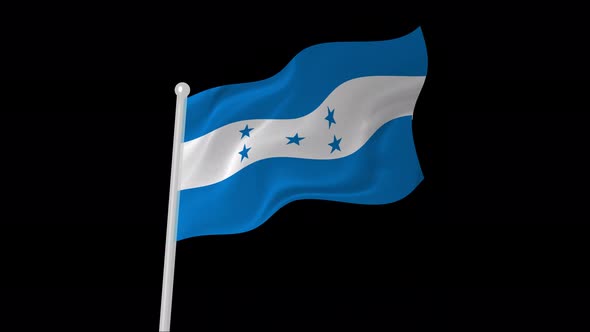 Honduras Flag Flying Animated Black Background