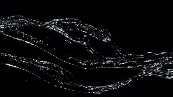 Super Slow Motion Shot of Water Splash Isolated on Black Background at 1000Fps