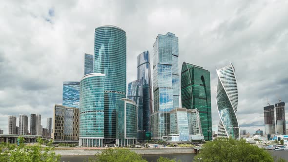 Modern skyscrapers city towers business complex