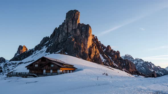 Sunrise Time Lapse of Passo di Giau, Dolomites, Italy