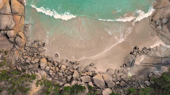 Aerial view of the hidden beach at a national park, Victoria, Australia.