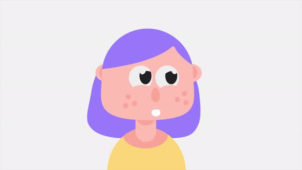 Cartoon Girl Emotions 4K