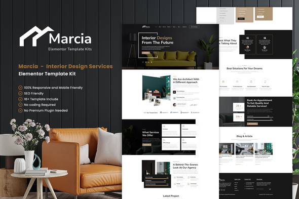 Marcia - Interior Design Services Elementor Template Kit