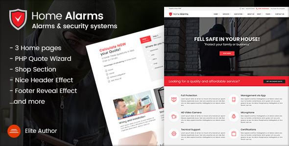 HomeAlarms - Security Systems Site Template