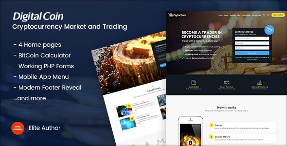 Digital Coin - Cryptocurrency Marketing and Trading Site Template