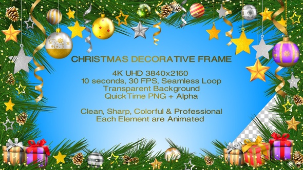Christmas Decorative Ornaments Frame 4k alt