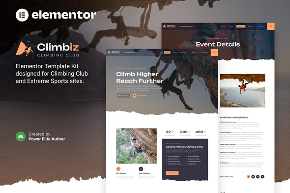 Climbiz – Climbing Club & Extreme Sports Elementor Template Kit