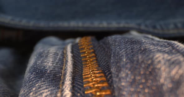 Dolly Shot Of Jeans Zipper