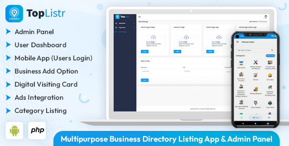 TopListr - Multipurpose Business Directory Listing App and Admin Panel.