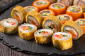 Japanese salmon sushi - Sushi menu norimaki and uramaki. Asian cuisine concept - PhotoDune Item for Sale