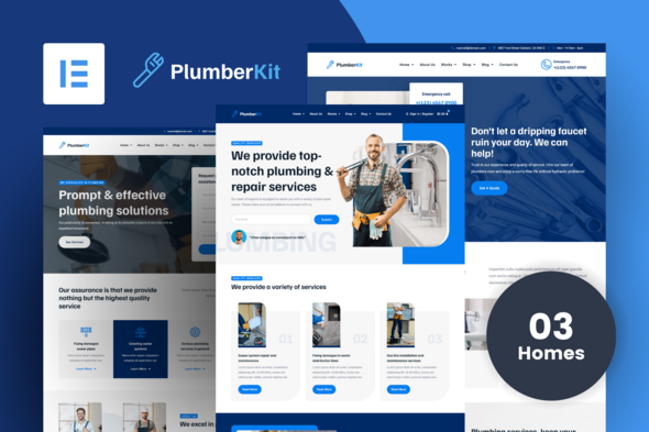 PlumberKit - Plumbing Services Elementor Template Kit