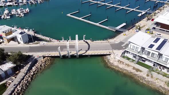 Port Coogee Marina Bridge Flyover Scenic Aerial View Over Harbour