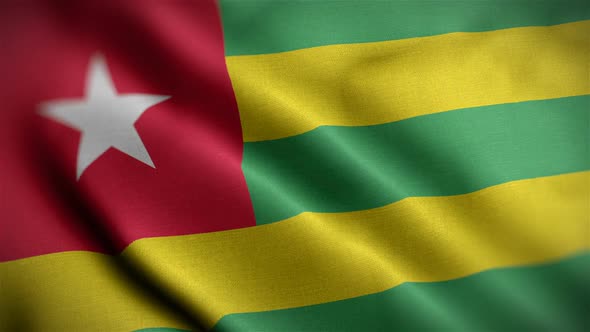 Togo Flag Closeup Blowing In Wind