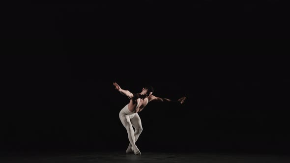 Male Ballet Dancer Performs Ballet Dance Elements