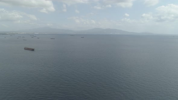 Cargo Ships in the Harbor. Batangas, Philippines