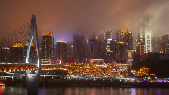 Chongqing Hongyadong at Jialing Qiansimen Bridge Timelapse